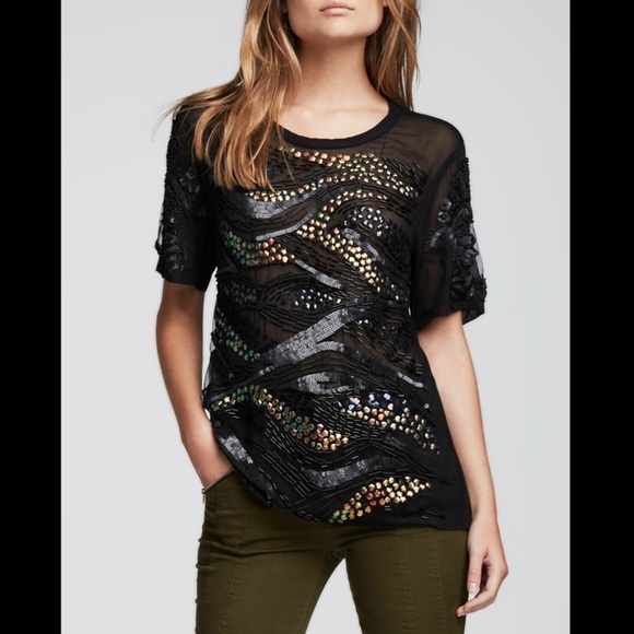NWT Nanette‎ Lepore [SZ Medium ] Constellation Embellished Top in Black - Picture 2 of 12